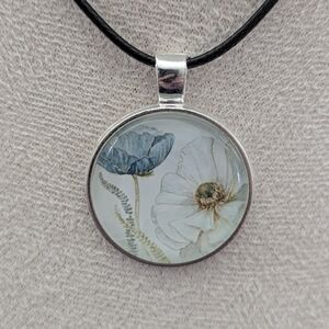 Floral Pendant Necklace with Silver Accents